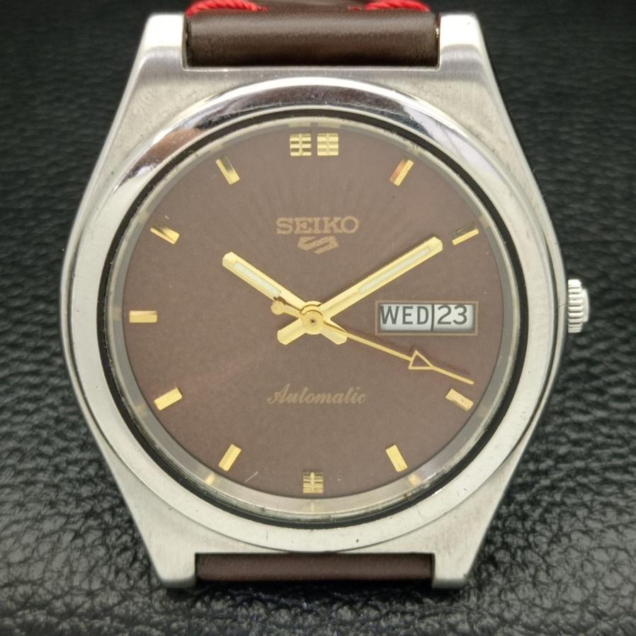 Б/У SEIKO 5 AUTO 6309B ЯПОНИЯ МУЖСКИЕ D/D КОРИЧНЕВЫЕ ЧАСЫ 608a-a315117-2