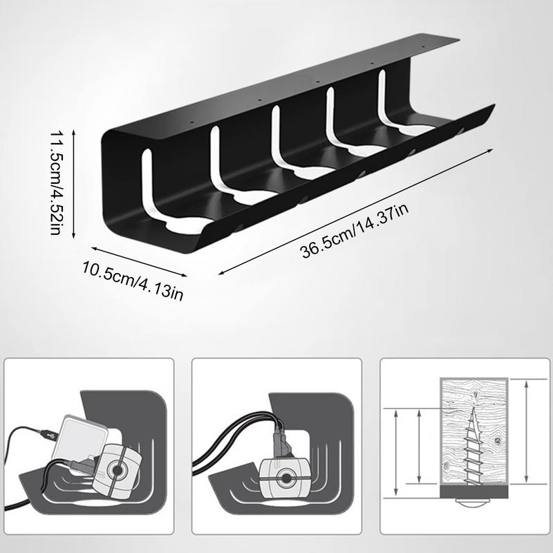 Under Desk Cable Management Tray Under Table Storage Rack Wire Organizer For Office Surge Protector Cable Holder for Home
