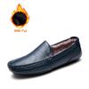 Модная мужская обувь Зимняя модная кожаная повседневная обувь Высококачественные теплые плюшевые мокасины Обувь для вождения Мокасины Мужская обувь