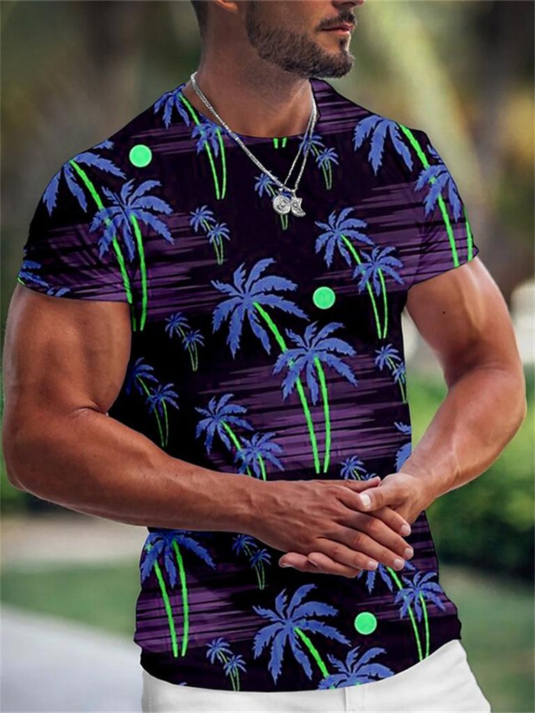 Summer Hawaiian Men's T-shirt 3d Print Tree Graphic T Shirt Fashion Short Sleeve Clothing Oversized Camiseta Streetwear Tee Tops