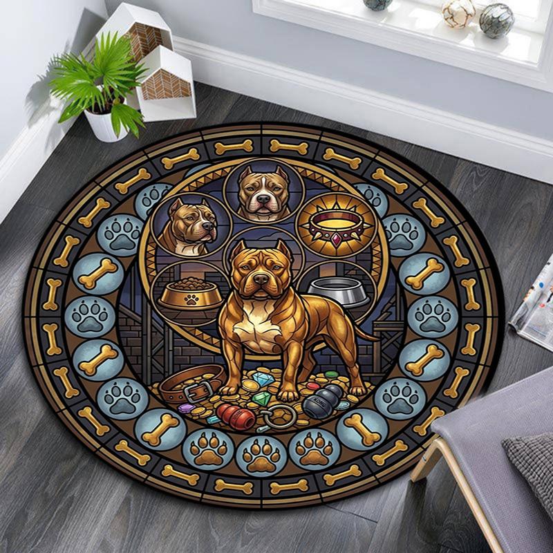 Winter Wolf Mandala Round Area Rug Under Office Chairs Bedroom Living Room Home Decor