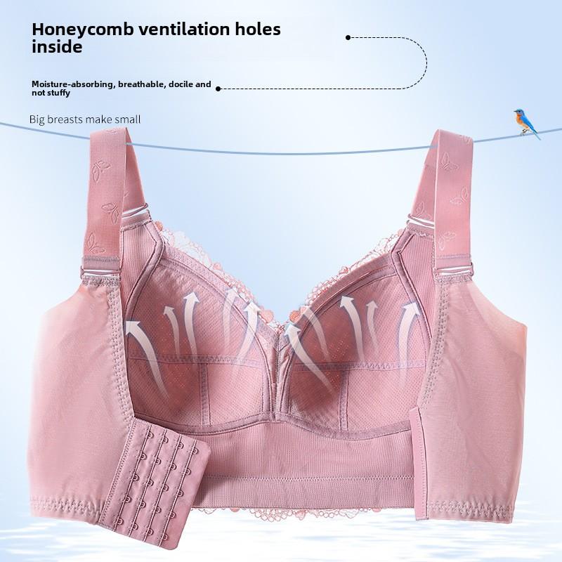 Женское нижнее белье большого размера с регулируемой чашкой, собранное на груди, чтобы предотвратить обвисание, большая грудь, небольшой летний тонкий бюстгальтер