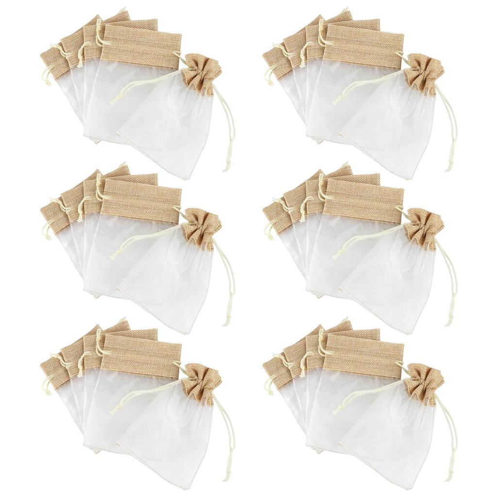 Multipurpose Pack of 30 Sturdy Organza Linen Drawstring Storage Bags for Jewelry Storage and Gifts Packaging Use