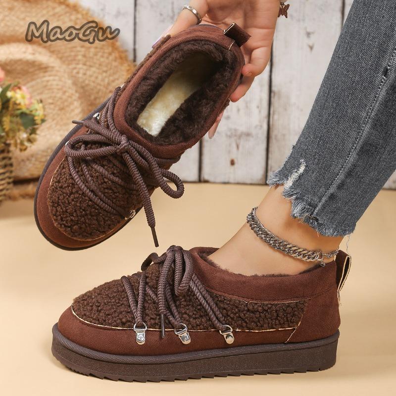 Модные осенне-зимние низкие сноубутсы женские теплые слипоны на толстой подошве меховые ботинки размер 36-44 круглый носок Botas Mujer удобная обувь