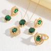 Emerald Necklace Female, High-End Retro Trend Inlaid Zircon Set
