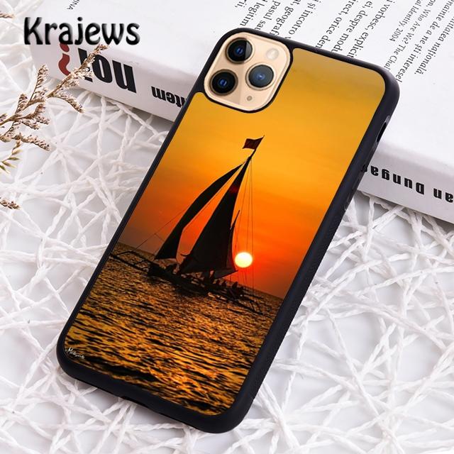 Krajews парусник лодка красочный чехол для телефона чехол для iPhone 14 5 SE 6s 7 8 plus X XR XS 11 12 13 pro max Samsung S21 S22ultra