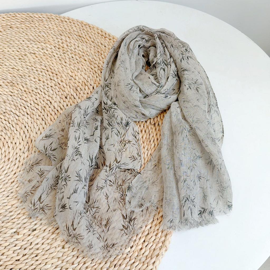 High-end Vintage 100% Linen Scaves Japanese Style Air Conditional Shawls Breathable Weaved Pashmina Wraps for Women