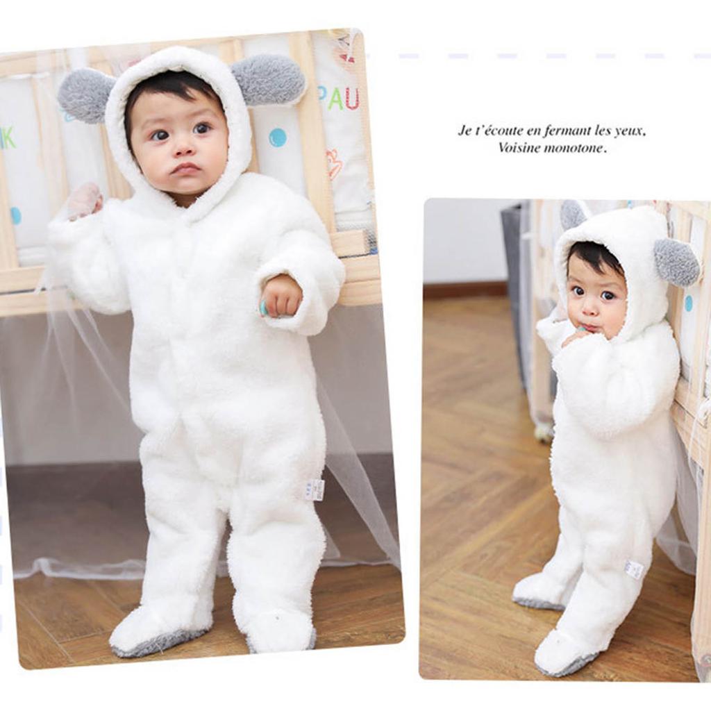 Infant Fleece Hoodie Jacket Winter Warm Jacket Cute Bear Ear Jumpsuit