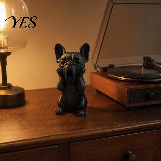 Burr-free Dog Figurine 3D Printed French Bulldog Figurine, Screaming Decorative Sculpture, Puppy Statue Sculpture for Car Dashboard, Home Office Desk,