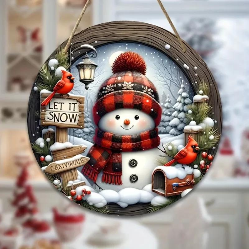 Snowman Front Door Welcome Sign 2026 Christmas Wooden Snowman Door Sign for Garden Farmhouse Home Christmas Winter Sign