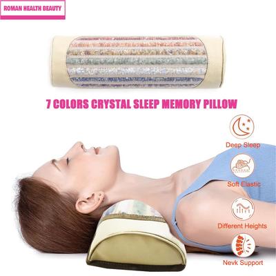 7 цветов, массажная подушка с кристаллами, Радуга, натуральный латекс, подушка с отрицательными ионами, аметист, нефрит, драгоценный камень, терапевтическая подушка с подогревом для сна