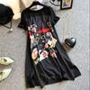 Women's Plus Size Loose A-line Dress Black Long T-Shirt Dress Silky and Comfortable