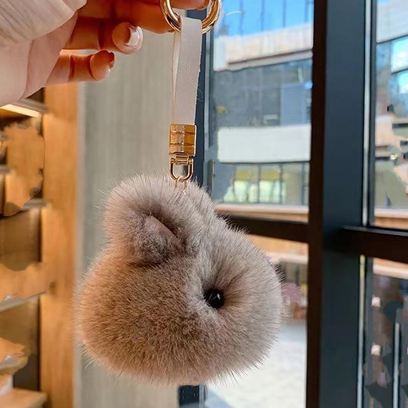 Имитация меха кролика, мини-сумка с кроликом, подвеска, брелок с кроликом для автомобиля, аксессуары для ключей