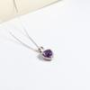 S925 Silver "Love" Heart Shape African Amethyst Gemstone Pendant Necklace Fine Jewelry for Lady Wife Daughter Birthday Gift