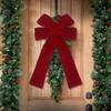 Large Size Christmas Red Velvet Bow Reusable Xmas Bow-knot Pendant Christmas Wreath Bow-knot  Stair