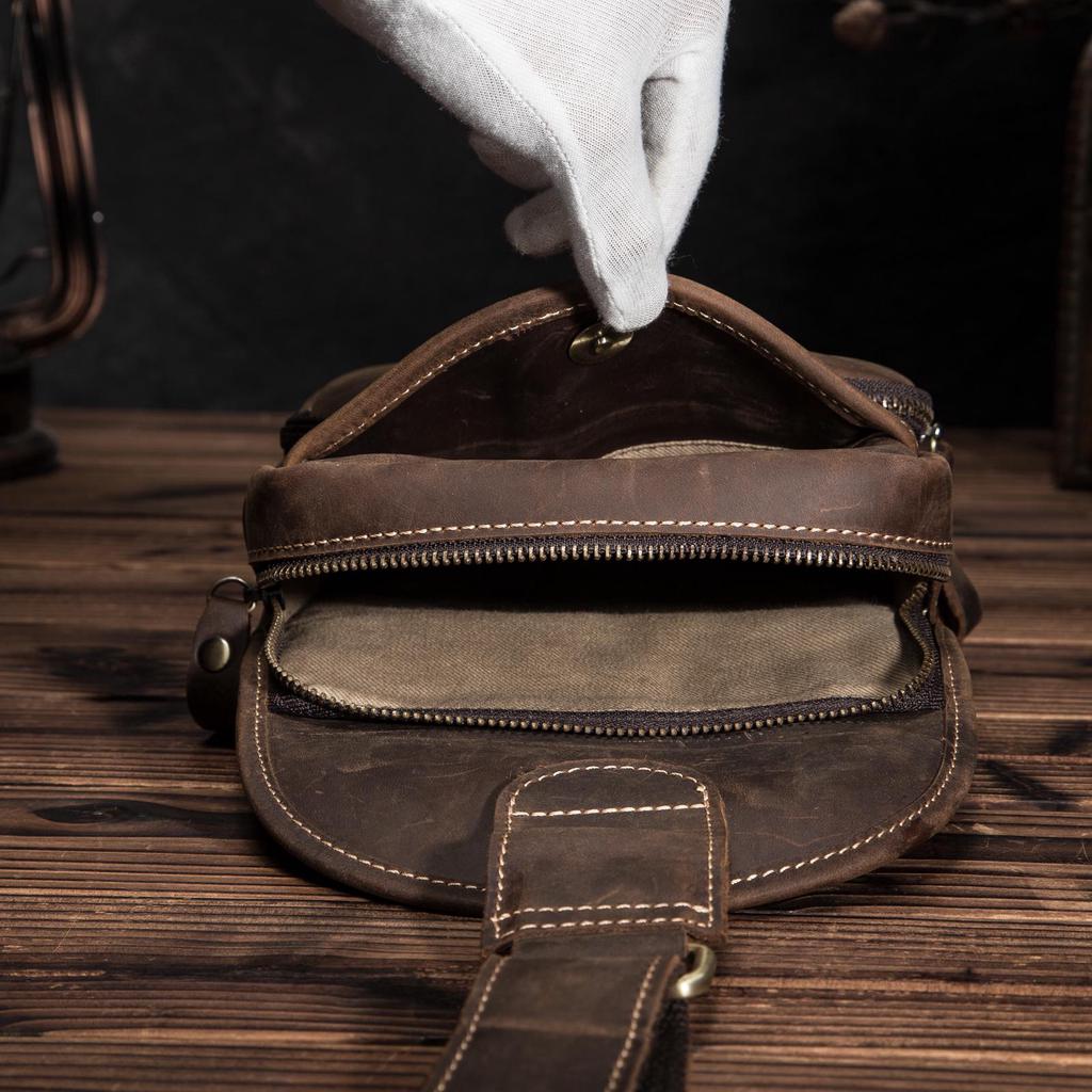 Мужская сумка Crazy Horse из натуральной кожи, повседневная модная синяя треугольная сумка на груди, дизайнерская дорожная сумка через плечо на одно плечо