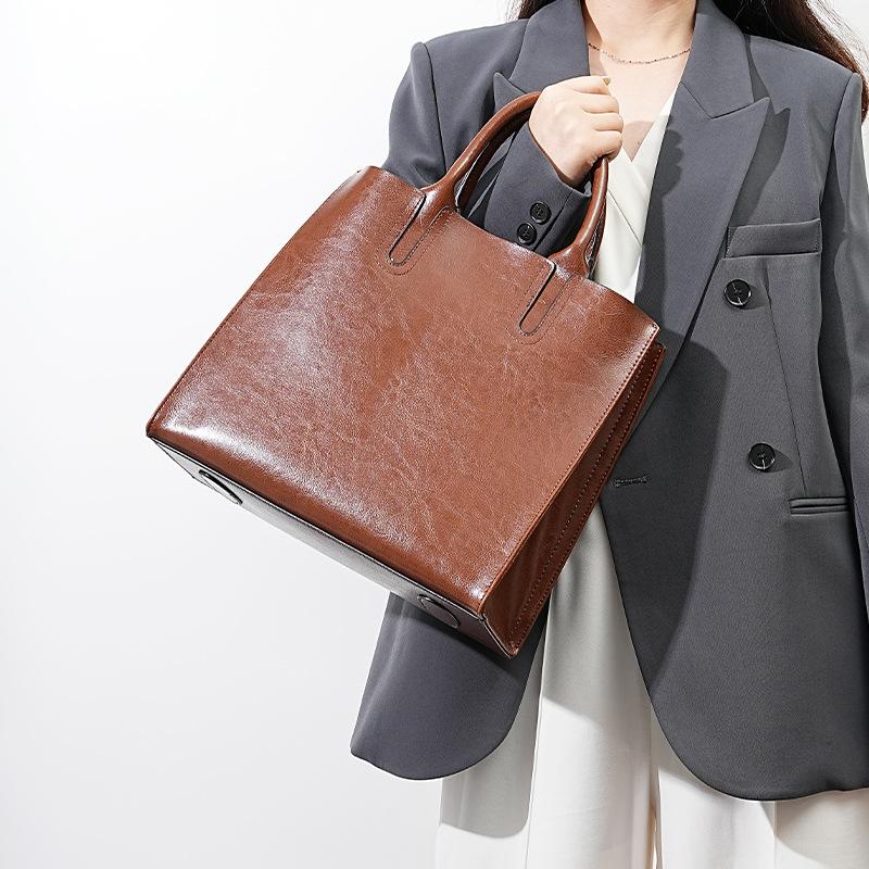 Женская наплечная сумка большой вместимости, кожаная сумка-шоппер