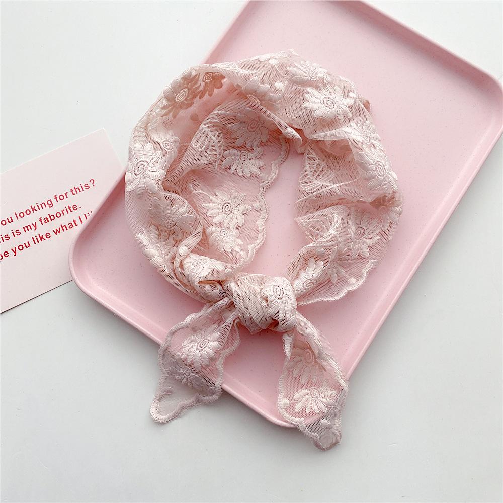 Хлопковый льняной кружевной треугольный шарф для женщин на весну, осень и лето, маленький цветочный маленький шарф, украшение на голову, тонкий стильный шелковый шарф