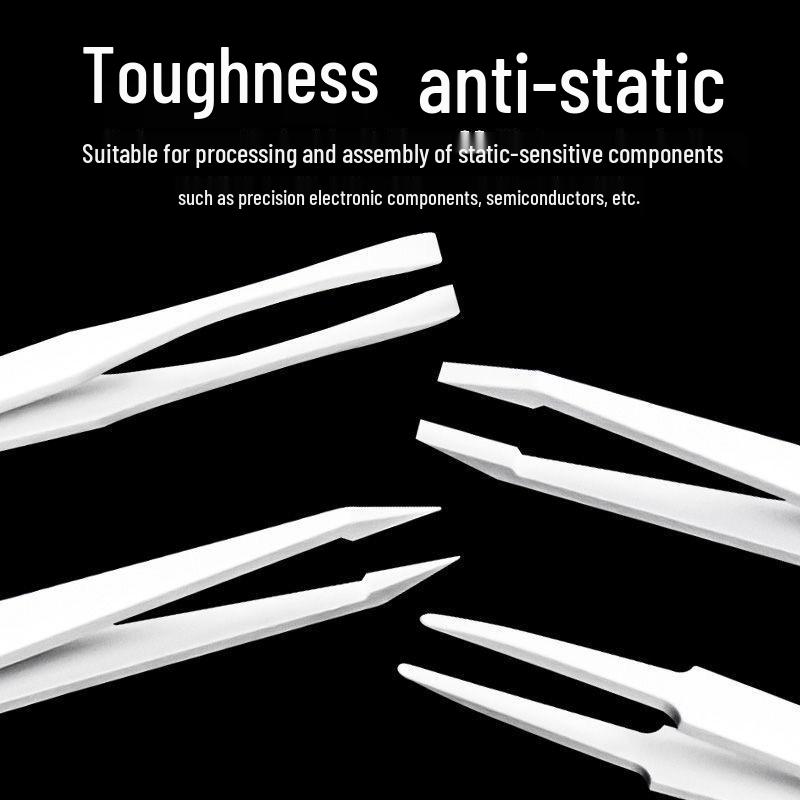 Антистатические пинцеты из углеродного волокна: Белые плоские, изогнутые, заостренные, плоскогубцы и круглогубцы для электроники