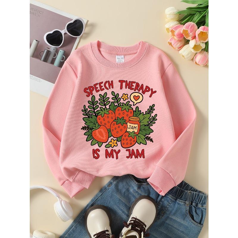 Kids Crewneck Sweatshirt, "Relax Is My Jam" Speech Bubble Letter Print, Spring Autumn Casual Sport Tops