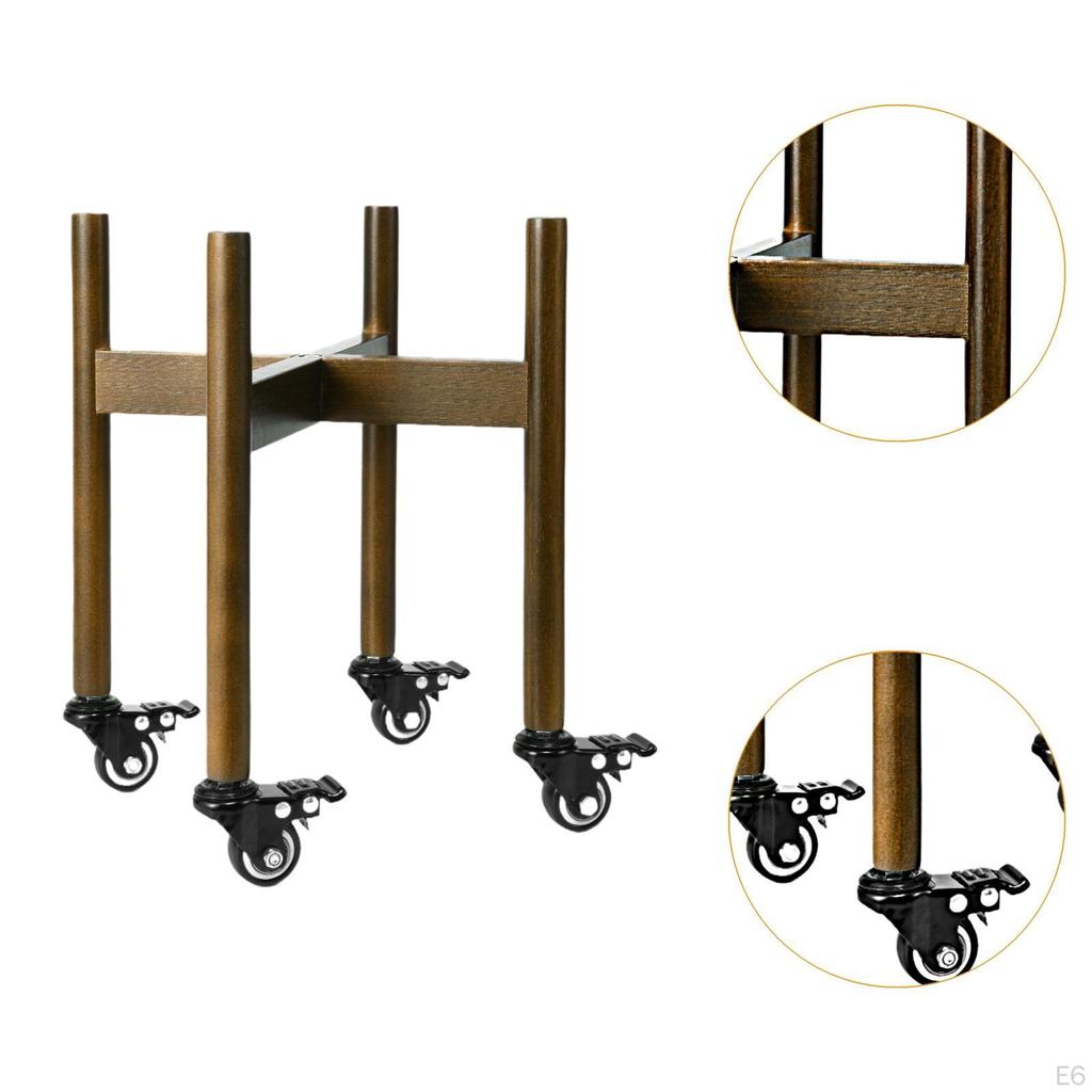 Plant Stand with Wheels Mobile Pot Rack Wood Holder Display Shelf Dolly Rolling