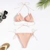 2 шт./комплект бретелька через шею шнуровка пуш-ап бикини комплект микро треугольный бюстгальтер низкий