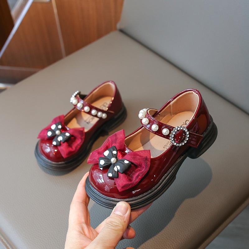 Детские кожаные туфли весна-осень кружевные банты детские туфли Мэри Джейн модные универсальные милые женские принцессы черные туфли-одиночки