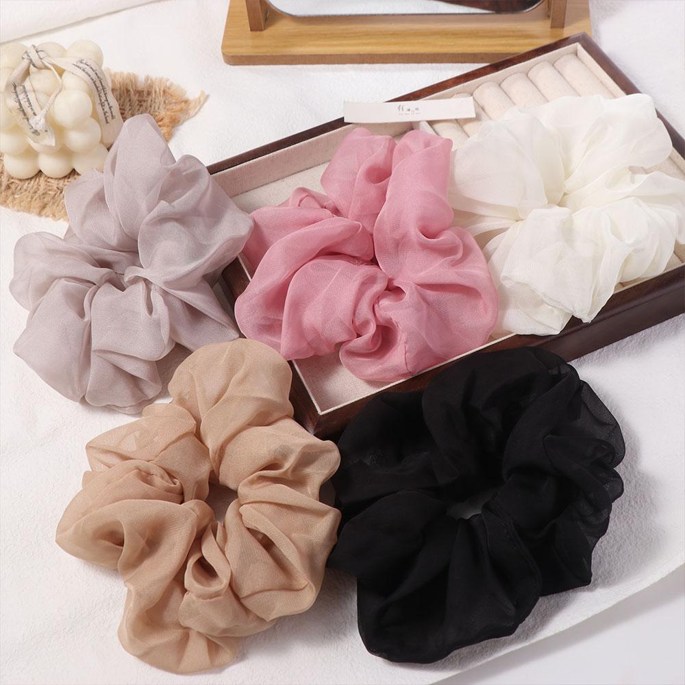 Solid Color Women Hair Scrunchies Sweet Oversized Hair Ropes Chiffon Scrunchies  Hair Rubber Bands