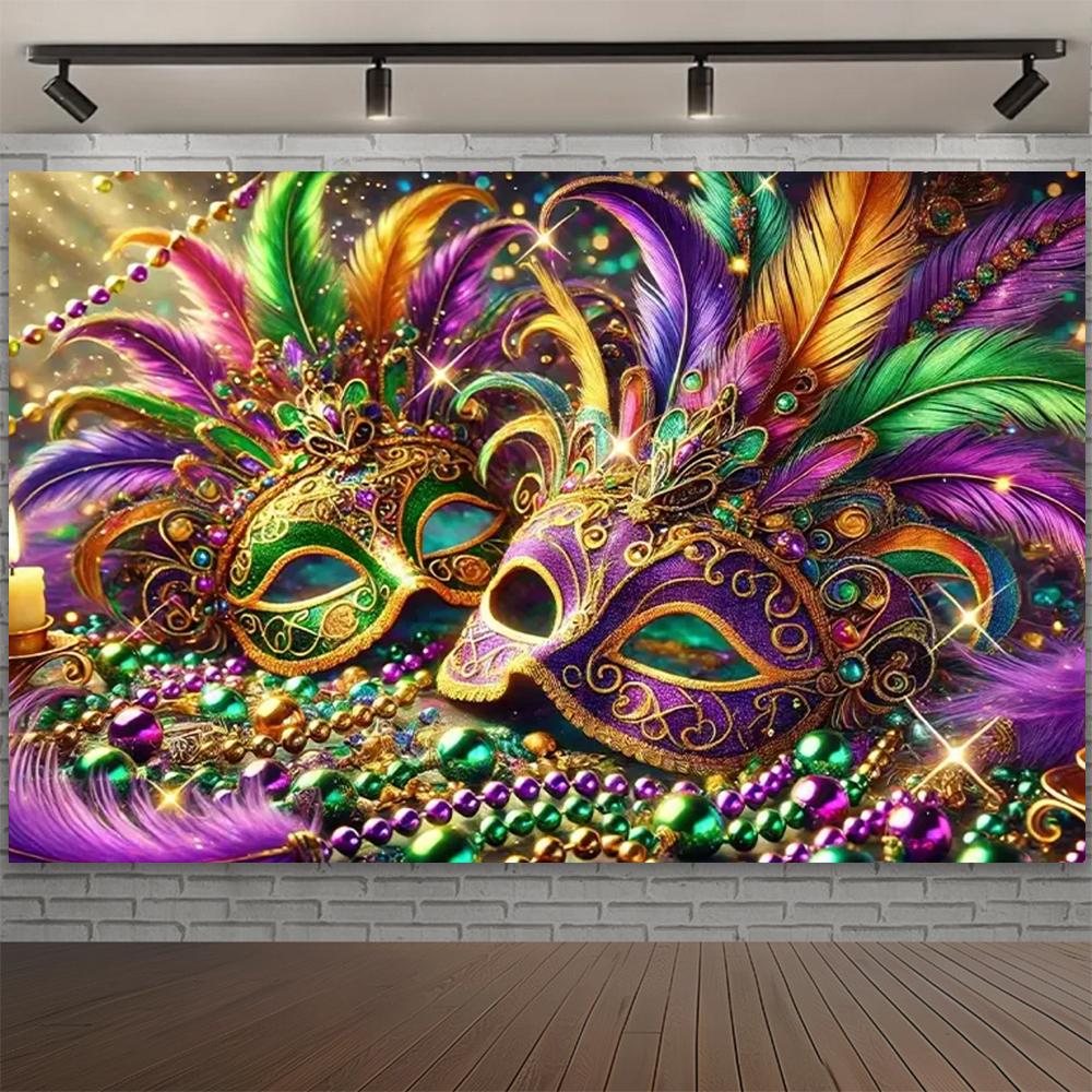 Carnival Mask Ball Theme Party Photography Background, Adult Birthday Party, Family Party Decoration Photography Backdrop Cloth
