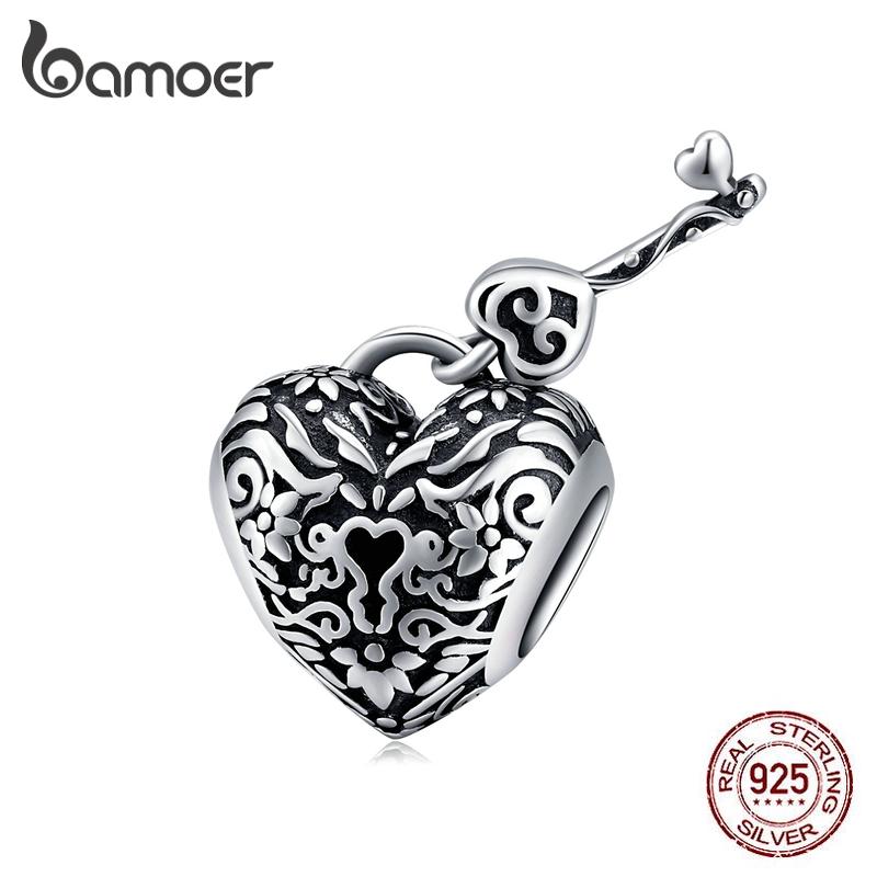 Подвеска BAMOER Heart Lock и Key Girl Power для оригинального браслета, подвеска из стерлингового серебра 925 пробы