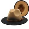 Color Matching Gradual Change Color Jazz Hat Women'S Fashion Woolen Top Hat Hat Men'S Outdoor Sun Hat