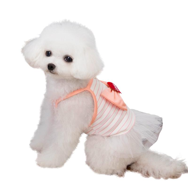 Летний жилет с бантом для собак и сетчатой юбкой Одежда для собак