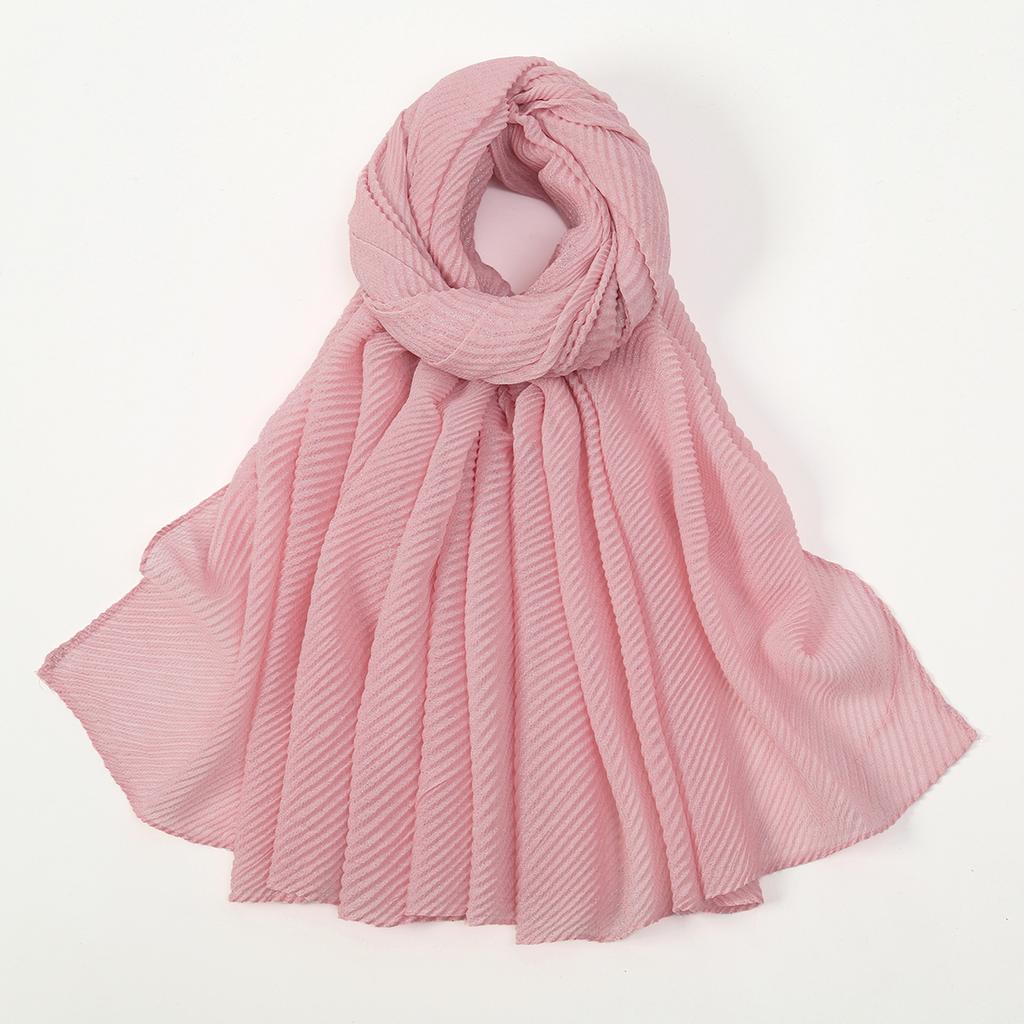 Big Size Pleated Shimmer Cotton Hijab Scarf For Women Muslim Long Shawls Solid Headscarf Wraps Islamic Headband Turban 180*90cm