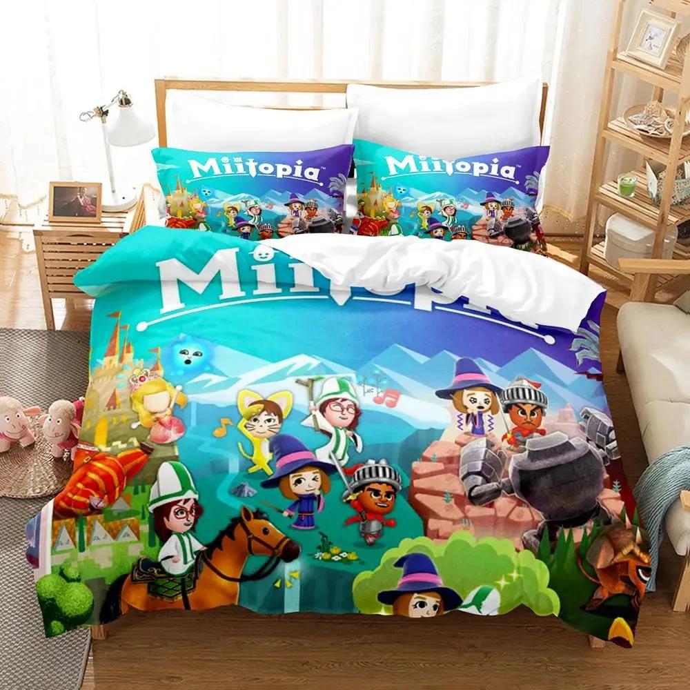 3D Печать Игра Miitopia Постельный Комплект Пододеяльник Комплект для Кровати Покрывало Наволочка Одеяло Королевский Размер Королевы Мальчики Взрослый Постельный Комплект