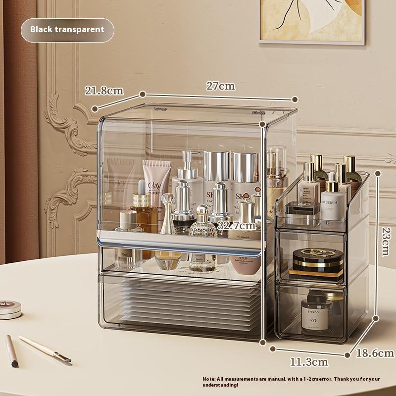 Cosmetics Storage Box Desktop Premium Sense Dust-proof Large Capacity Dresser Transparent Skin Care Shelf