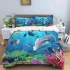 Постельный комплект с одеялом и рисунком морской жизни Ocean World, пододеяльник, наволочка, размер кинг, квин