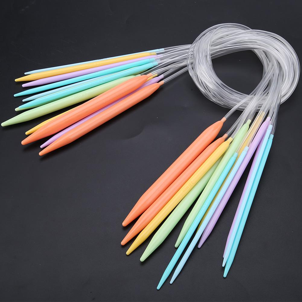 Multicolor Plastic Circular Tube Knitting Needles Kit Sweater Needle Set 12 PCS (80CM)