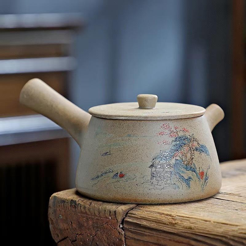 Изысканный керамический чайник Китайская классика грубая керамика чайник ручка керамика чайник черный зеленый фиолетовая глина сырая руда чайный набор