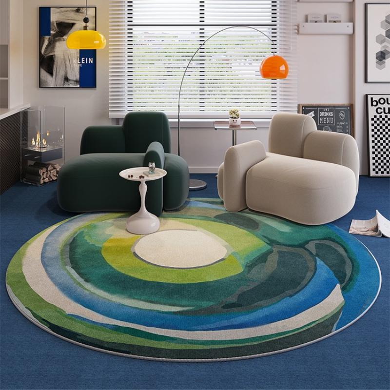 Home Anti-slip Retro Rug Light Luxury Carpets for Living Room Washable Lounge Soft Floor Mat Dopamine Bedroom Decor Round Carpet