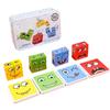 Wooden Cube Face Changing Card Game for Kids Parents Interactive Building Blocks Battle Board Game Puzzle Toy for Friends Party