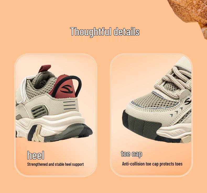 Дышащие спортивные туфли Habi Bear для мальчиков с двойной сеткой и застежкой-липучкой