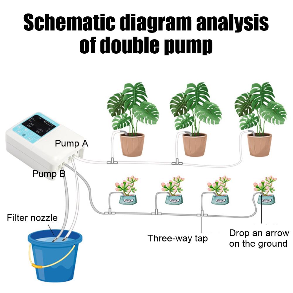 Двойной контроллер насоса, система таймера, интеллектуальный садовый инструмент, автоматическое устройство для капельного орошения на солнечной энергии, садовое устройство