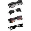 Sheomy Unisex Combo предлагает набор из 4 очков pathan Sunglasses Rectangle Retro Vintage Narrow Women::Мужчины, МКНБ-278