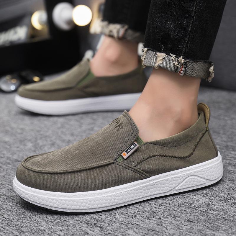Spring new canvas shoes men's fashion versatile casual soft-soled lazy shoes breathable simple men's shoes