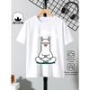 European sizes Boys T Shirt Casual Short Sleeve T-Shirt with Llama Meditation Yoga Pose Art Graphic Print-- Fun Summer Design