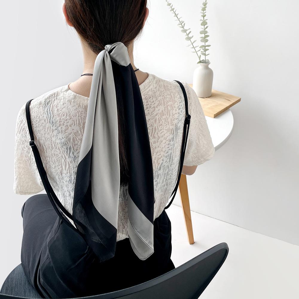 Spring And Summer Satin Long Scarf For Women Sunscreen Shawl Fashionable Beauty Scene Satin Long Scarf Versatile Travel Scarf