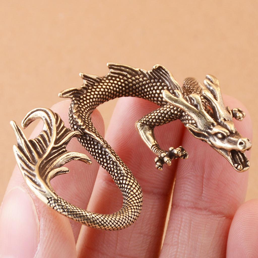 Brass Dragon Figurine Desktop Home Tea Pet Best Gift Wealth Cabinet Ornaments Decoration Figurine Brass Dragon Miniatures