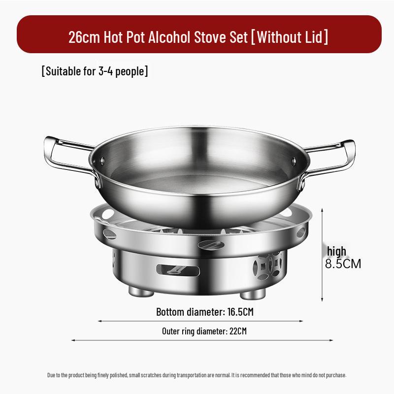 Сухой горшок-плита из нержавеющей стали: Компактная жаровня (хот-пот) на спирту для домашнего и коммерческого использования