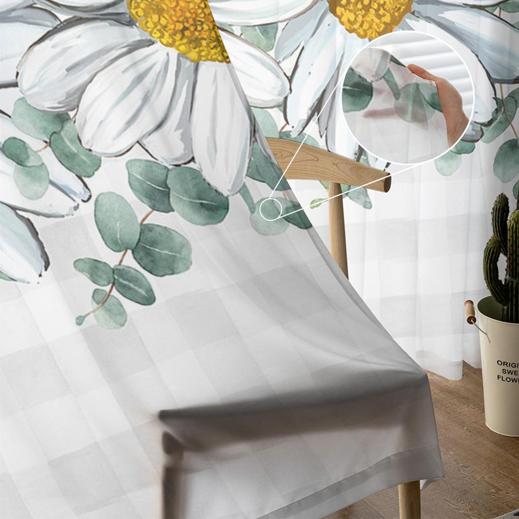 Летние белые ромашки акварельные сетчатые прозрачные шторы для гостиной спальни детской комнаты тюль оконные шторы