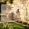Vertical Plant Support for Shrubs Vintage Lady Garden Trellis Stake, Rustic Metal Silhouette Climbing Decorative Stakes Flower Beds Vines And Flowers,